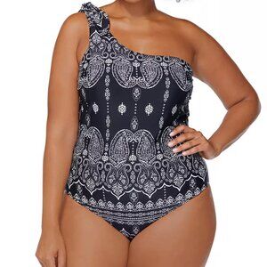 NWT Raisins Curve Marita One-Shoulder Adjustable One Piece Size 18W $100 LLL95